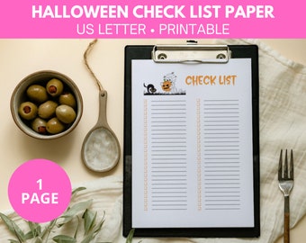 Halloween checklist, checklist printable, Halloween to do list printable, checklist notepad, printable blank checklist planner, download pdf
