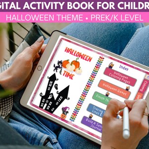 Digital activity book for kids, halloween kids activity, activity book kids below 6 years, preschool binder pdf, kids activities book, iPad image 2