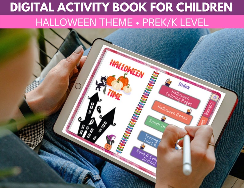 Digital activity book for kids, halloween kids activity, activity book kids below 6 years, preschool binder pdf, kids activities book, iPad image 2