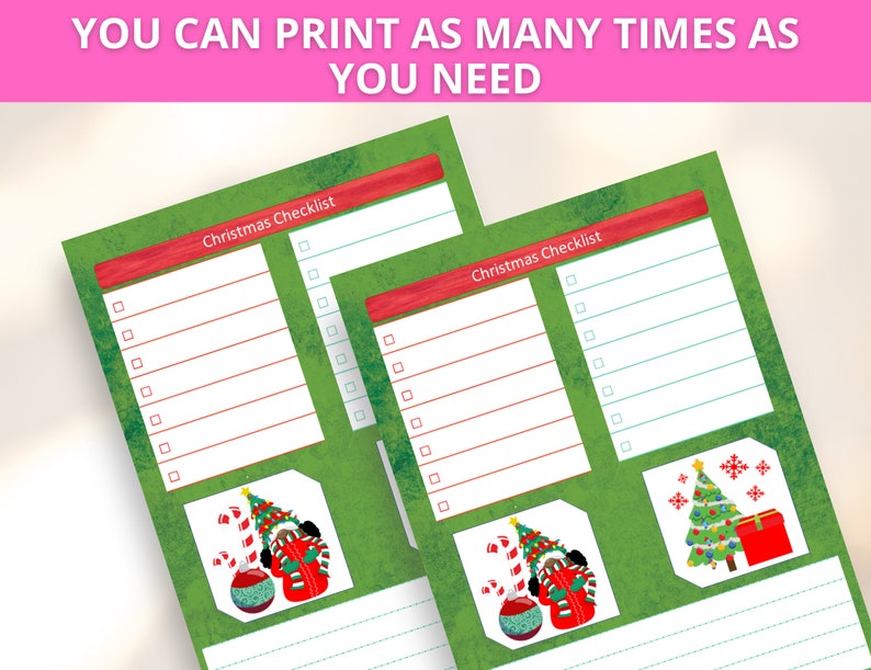 Christmas Checklist Printable, Christmas Stationary Printable, Check
