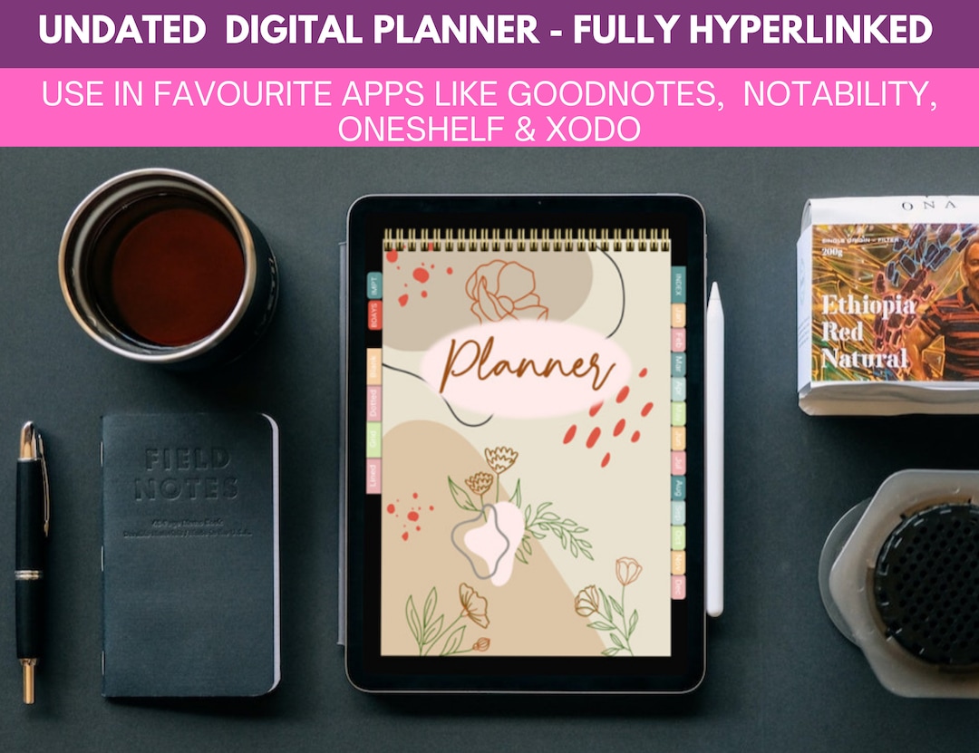 Undated Digital Planner for Goodnotes, Digital Planner Ipad, Digital