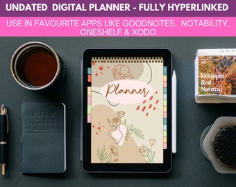 Undated digital planner for goodnotes, digital planner ipad, digital planner android tablet, xodo planner, boho, instant digital download