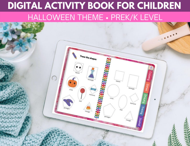 Digital activity book for kids, halloween kids activity, activity book kids below 6 years, preschool binder pdf, kids activities book, iPad image 4