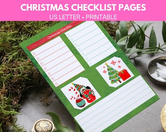 Christmas checklist printable, christmas stationary printable, check list template printable, printable notebook pages, digital download pdf