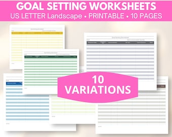 Goal worksheet, goal workbook, goal setting worksheet, goal sheet, goal printable, goal setting printable, printable goal tracker, goal list