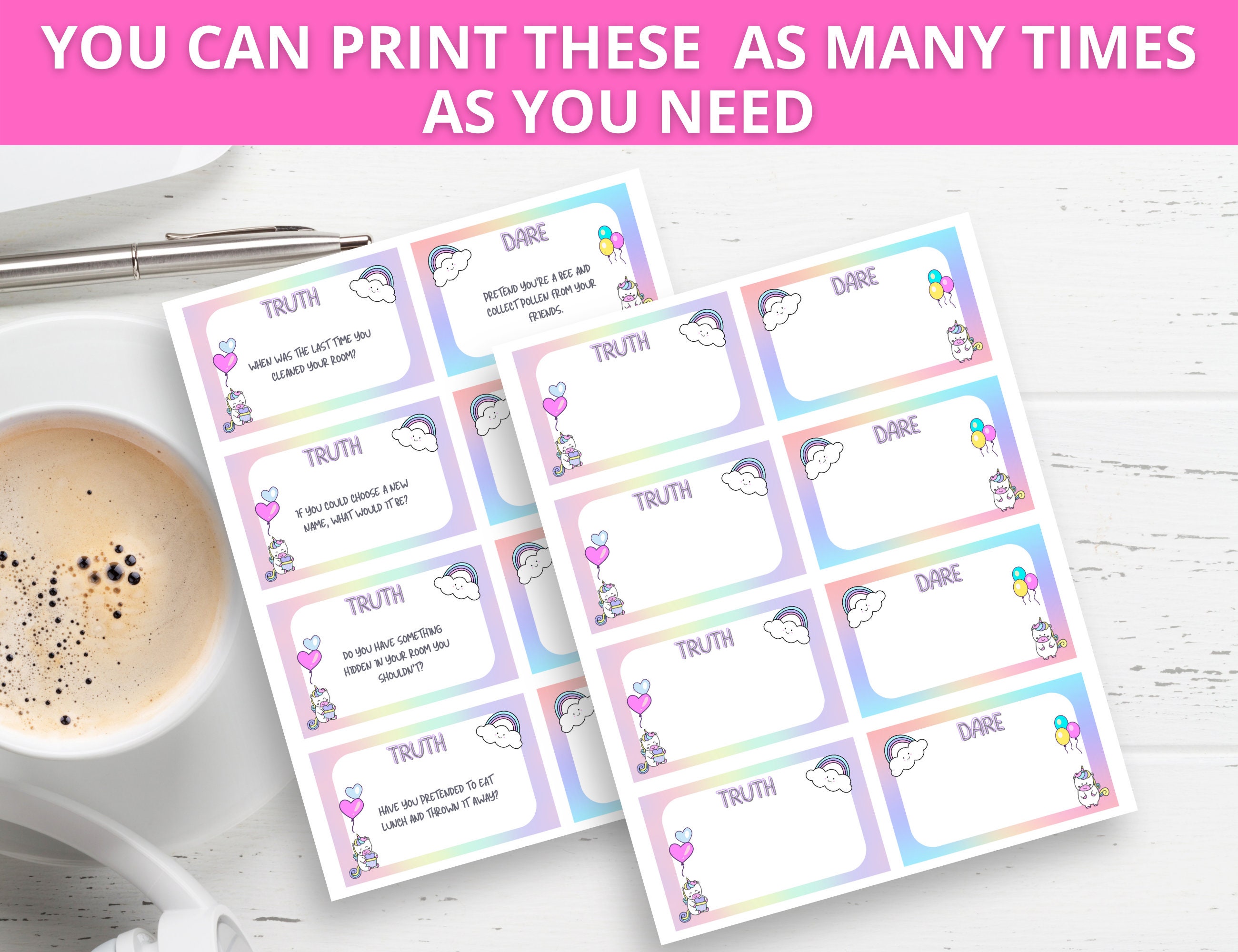 Truth or Dare Kids Truth or Dare Printable Truth or Dare - Etsy