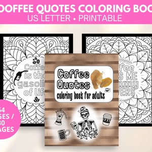Coffee coloring pages for adults printable, coffee quotes coloring, tracing books digital download, travel activities, coloring pages pdf