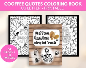 Coffee coloring pages for adults printable, coffee quotes coloring, tracing books digital download, travel activities, coloring pages pdf