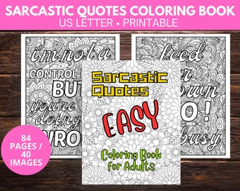 Sarcastic coloring pages, sarcasm quotes, coloring pages for adults printable, coloring book printable, digital download pdf