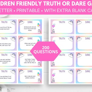 Truth or Dare Kids Truth or Dare Printable Truth or Dare - Etsy