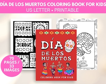 Día de los muertos coloring book, dia de los muertos coloring pages, dia de los muertos kids activities, digital download, printable pdf