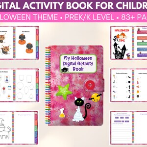 Digital activity book for kids, halloween kids activity, activity book kids below 6 years, preschool binder pdf, kids activities book, iPad image 1