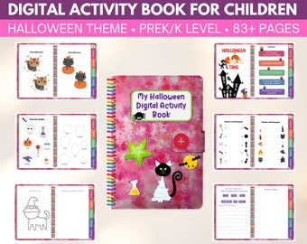 Digital activity book for kids, halloween kids activity, activity book kids below 6 years, preschool binder pdf, kids activities book, iPad