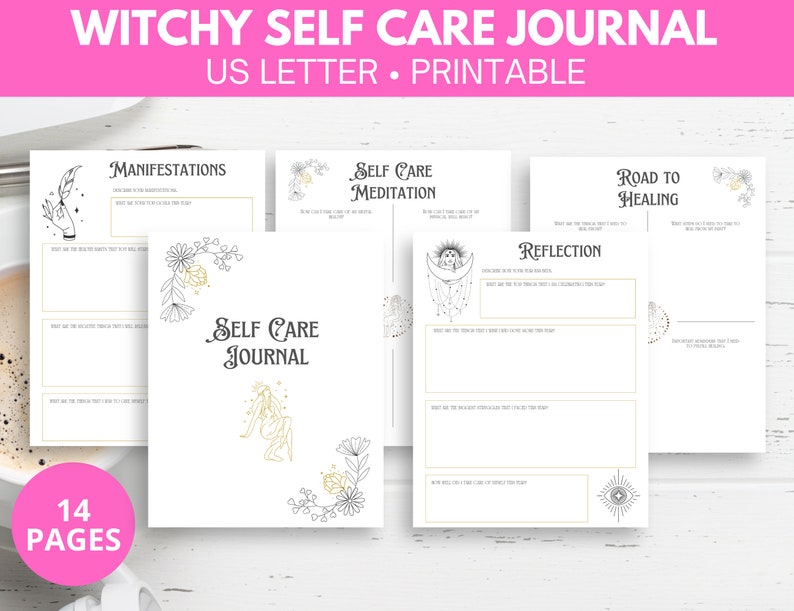 Witchy self care planner self care journal printable witch image 1