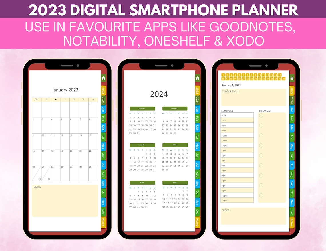 2023 Cell Phone Digital Planner in Vivid Autumn Colors Etsy
