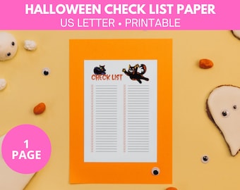 Printable blank checklist planner, Halloween checklist, Halloween to do list printable, checklist printable, checklist notepad, download pdf