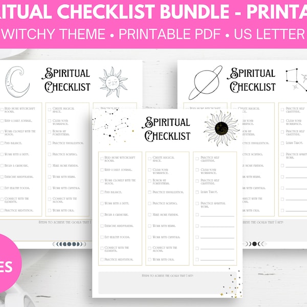 Spiritual checklist, spiritual planner, witch printable, spiritual printables, witchy journal printable, checklist printable, download pdf