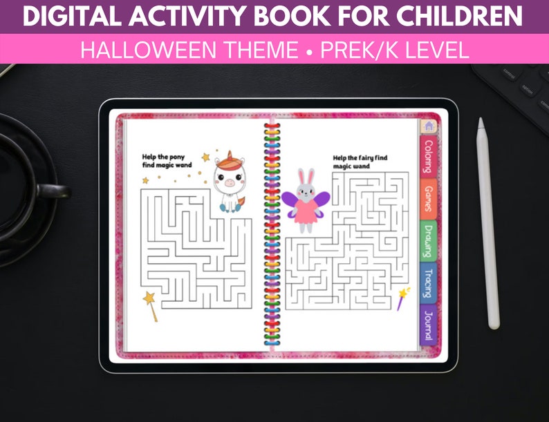 Digital activity book for kids, halloween kids activity, activity book kids below 6 years, preschool binder pdf, kids activities book, iPad image 5