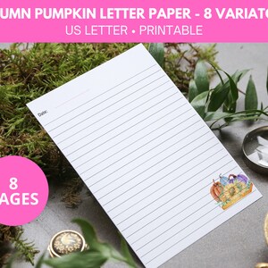 Papel de carta de otoño, papel de carta imprimible, papelería floral, papelería de otoño imprimible, papelería de calabaza, bloc de notas para escribir cartas