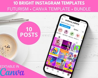 Bright Instagram Post Templates, Abstract Instagram Post Template, Bright Instagram Post Bundle