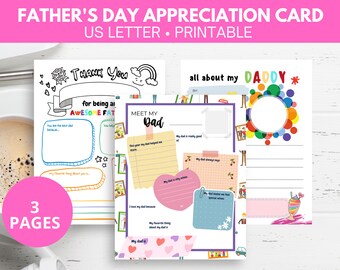 Father's day gift from kids, dad appreciation card printable, father's day gift from daughter, father's day gift from son, dad's gift