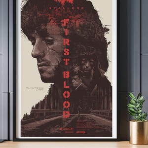Rambo First Blood Digital Movie Poster, 80s Action Wall Art, Sylvester Stallone Printable, Vintage Film Decor, High-Res Download