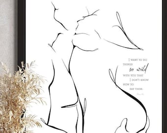 Speechless | Intimate Sensual Couple Minimalist Abstract Fine Art Print, Personalizable