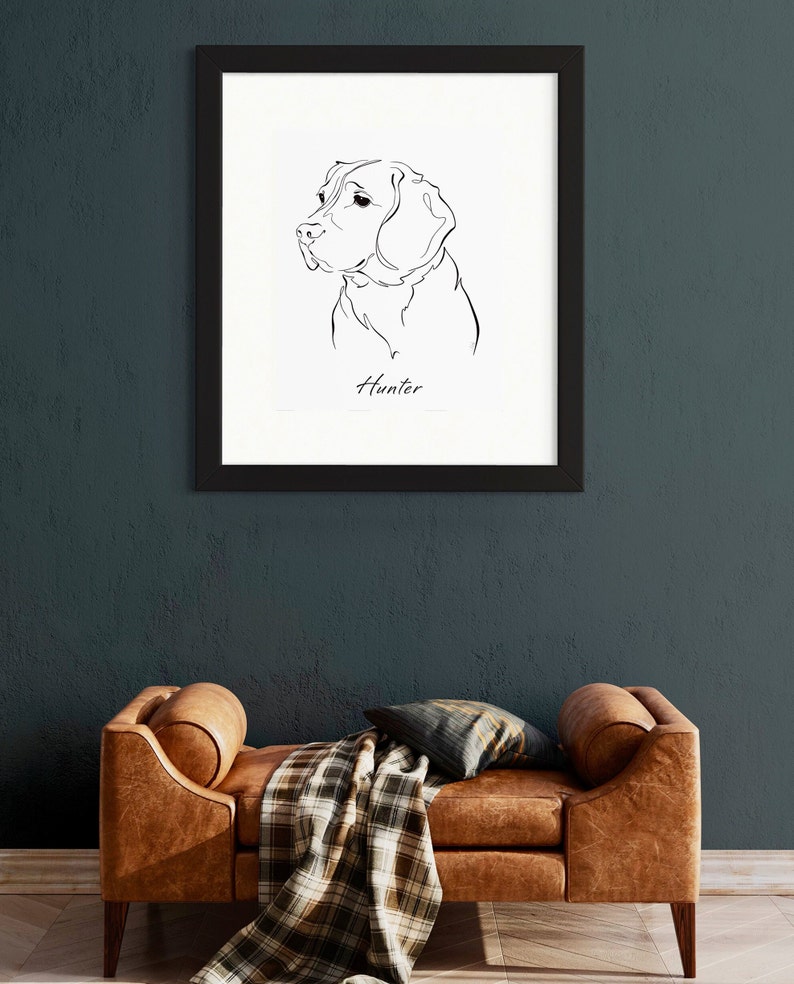 Beagle Dog Breed Line Drawing Fine Art Print, Customizable Etsy