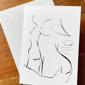 Romantic Couple Card, "Speechless" 4x6 Folded Greeting with Envelope