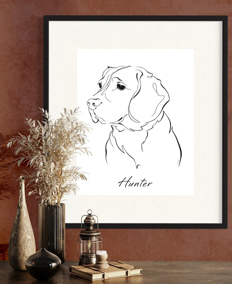 Beagle Dog Breed Line Drawing Fine Art Print, Customizable Etsy