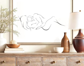Intimate Art Decor, "Exhale," Couple Abstract Art Print Handmade for Lovers, Personalizable