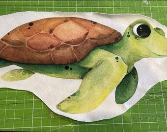 aa53 Schildkröte Comic Aufnäher Bügelbild Patch Kinder DIY Turtle 4,8 x 8,4 cm 