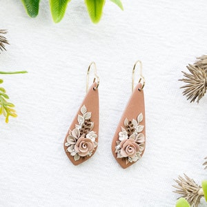 Floral clay earrings