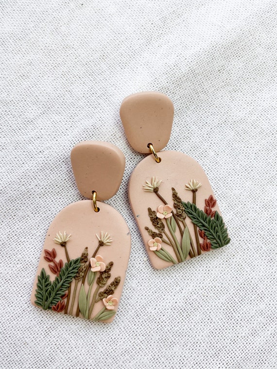 Botanica Floral Polymer Clay Earrings Etsy Australia