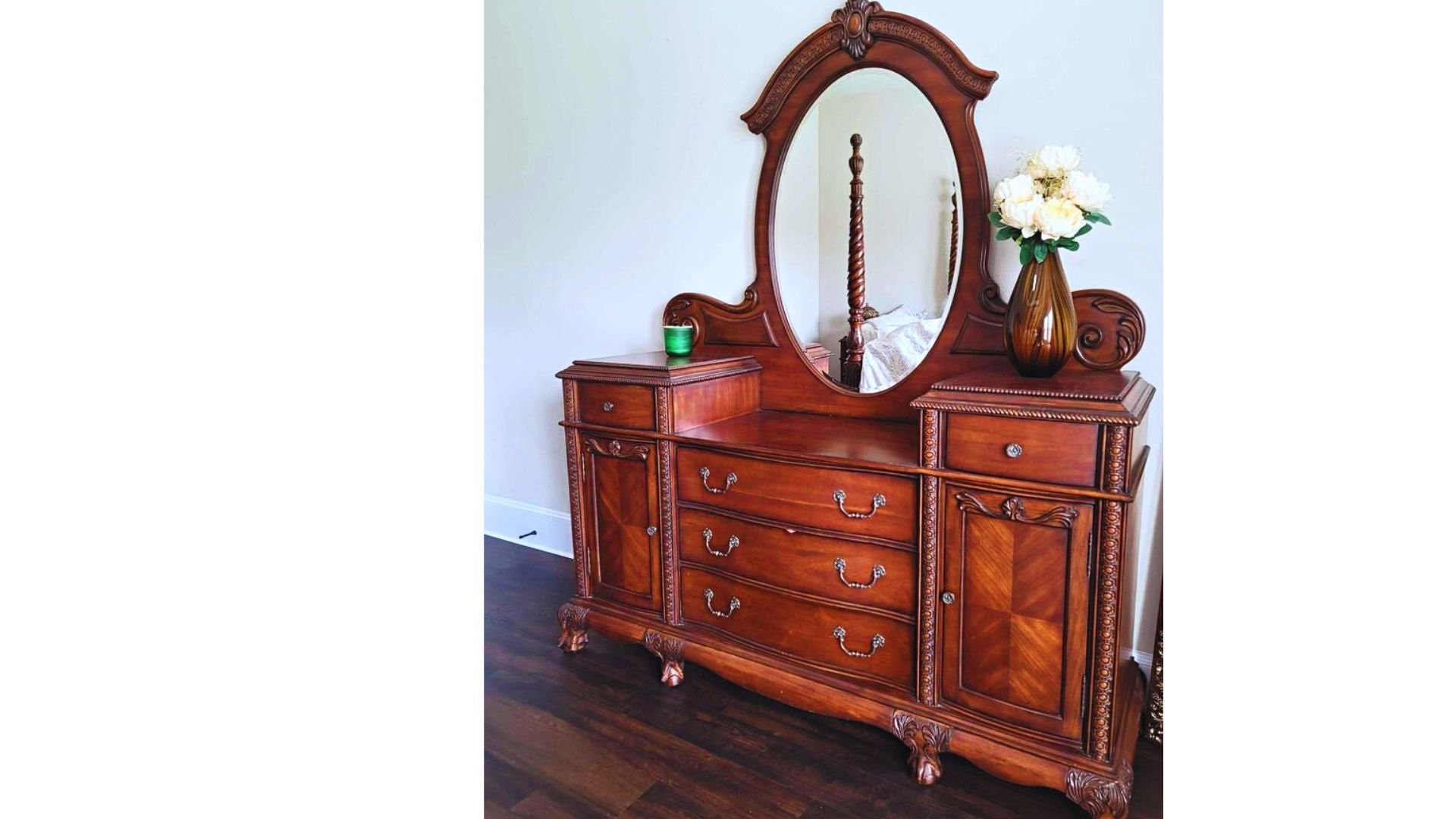 Antique Dresser, Wooden Dresser, King Size Dresser, Bedroom Dresser