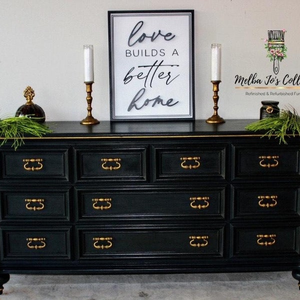 SOLD* Don't Purchase! Stunning Black Dresser, Bedroom Furniture, Bath Vanity Sink, Kitchen Island, Dresser,Office Furniture