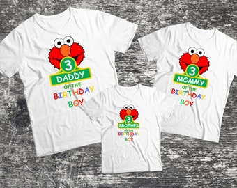 Elmo birthday shirts, family birthday shirts, sesame party shirts, shirts for kids, family matching shirts, personalized birthday shirt