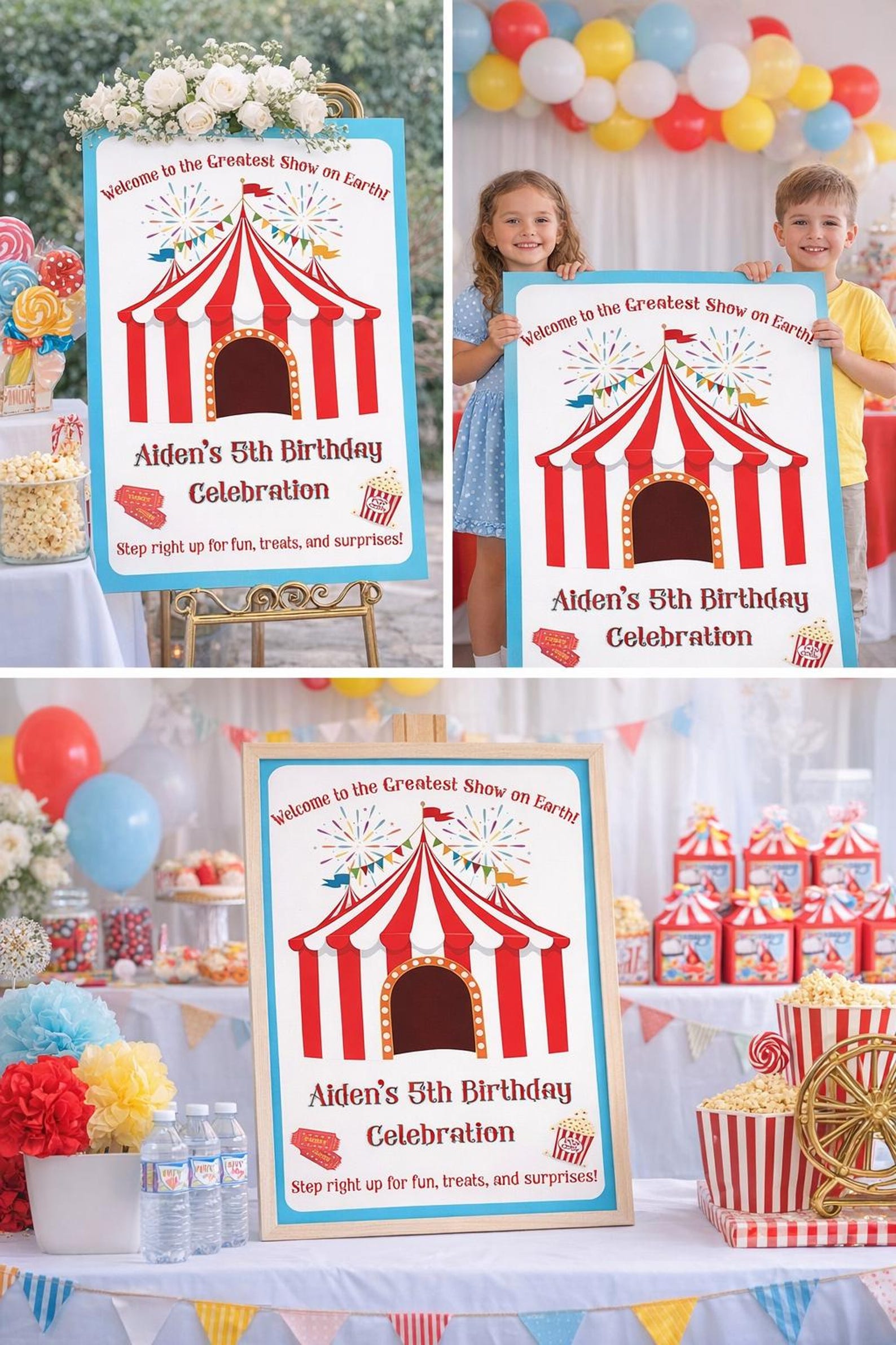 Editable Circus Birthday Welcome Sign, Carnival Party Entrance Poster ...