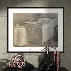 FUSAIN ORIGINAL « Still Life #3 » Fusain sur papier