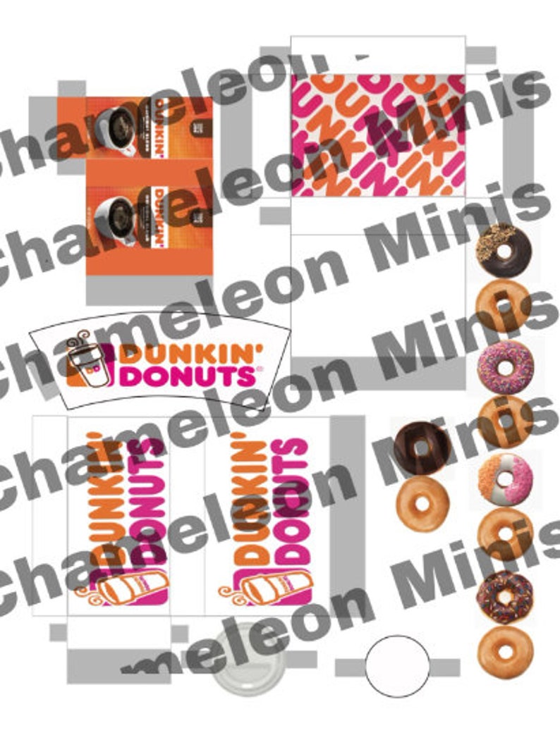Printable 1:6 Dunkin Donuts Pack - Doll Toys - DIY Instant Download ...