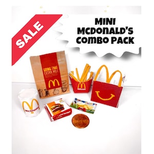 Printable 1:12 McDonalds pack - Doll Toys - DIY instant download - Dolls - Mini / Miniature Toy Accessories