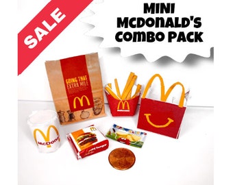 Pack McDonalds imprimable 1:12 - Jouets de poupée - Téléchargement instantané DIY - Poupées - Mini / Accessoires de jouets miniatures