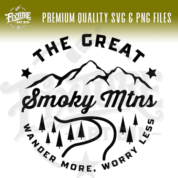 Smoky Mountain SVG, Camper svg, Hiking SVG, Mountain vector clip art, Smoky Mountain T-shirt art, Outdoors cutfile