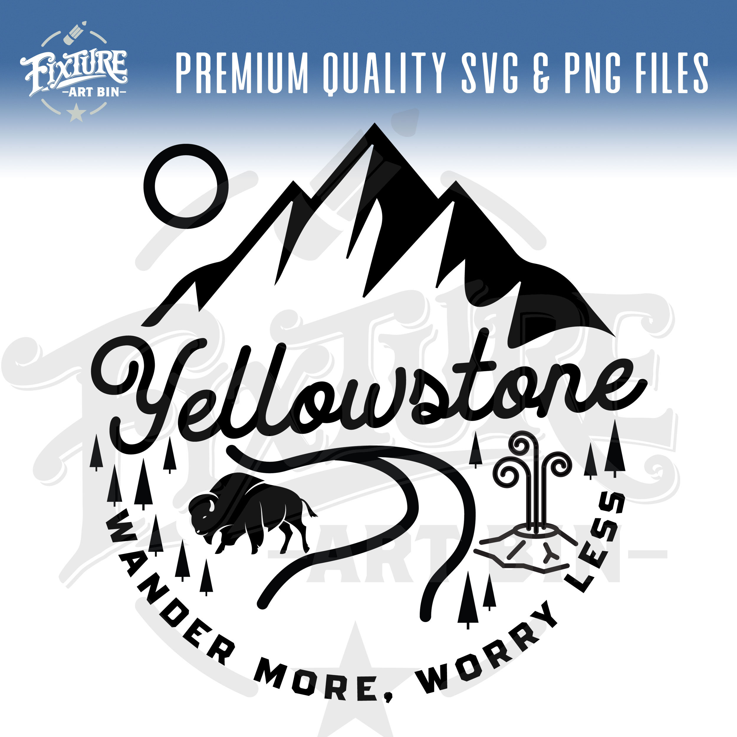 Yellowstone SVG, Yellowstone Hiking SVG, Mountain Vector Clip Art