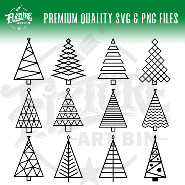 Modern Christmas Tree SVG bundle, Modern Christmas Tree SVG, Christmas PNG, Christmas Tree Clip Art, Christmas Tree Cricut File, Cut Files