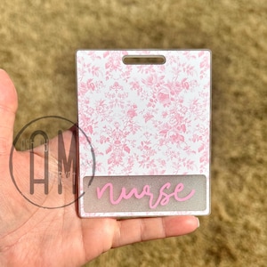 Coquette Toile Badge Buddy | cutesy | pink bow | demur | nurse gift | stethoscope bow | nurse badge | personalized badge buddy | floral