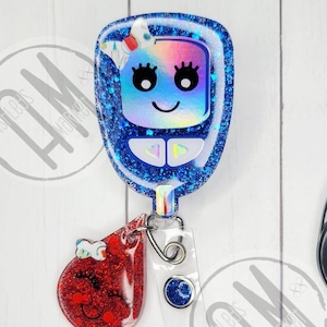 Glucose meter blood drop badge reel | medical badge | diabetes care | BG meter | nurse badge reel | Diabetic | endo | endocrinology gift BG