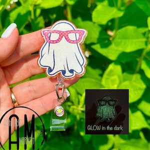 Ghost w/ Glasses badge  | Halloween badge reel  | eye dr | ophthalmology | ophthalmologist | optical assistant | optometrist | optical badge