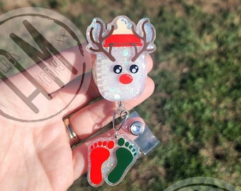 Christmas Baby Bottle Baby Feet badge reel | NICU badge reel | Christmas badge | l and d | nursery | labor and delivery badge | OB | PICU
