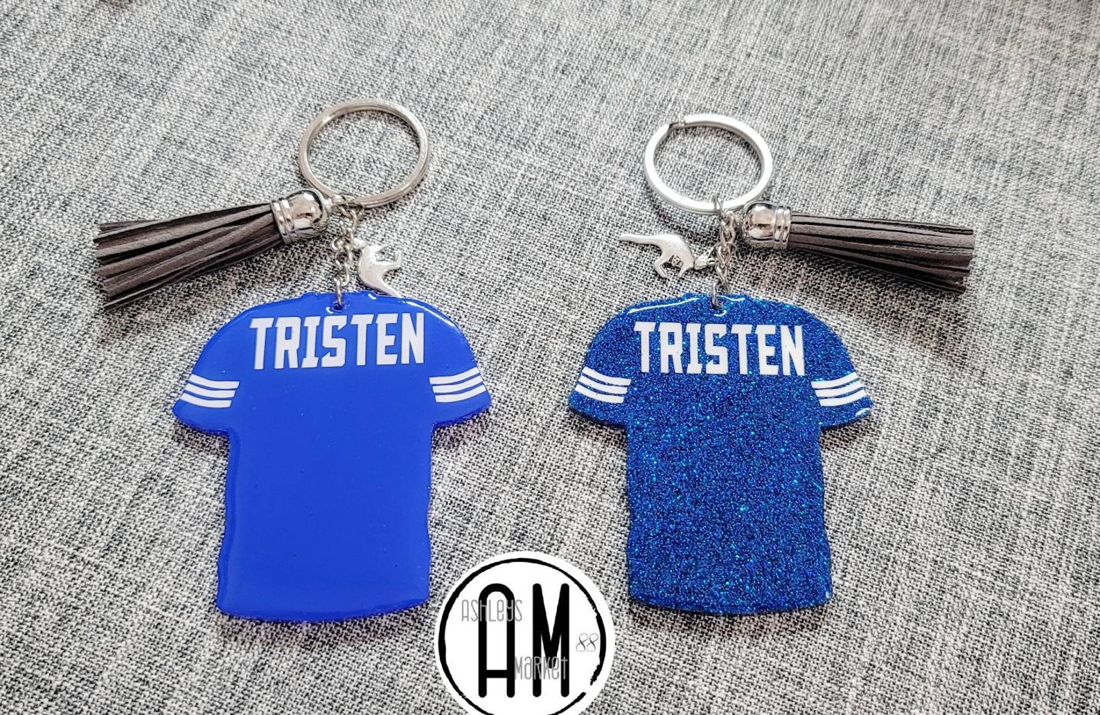 Football Jersey Keychain With Name Player Number Fall Etsy
